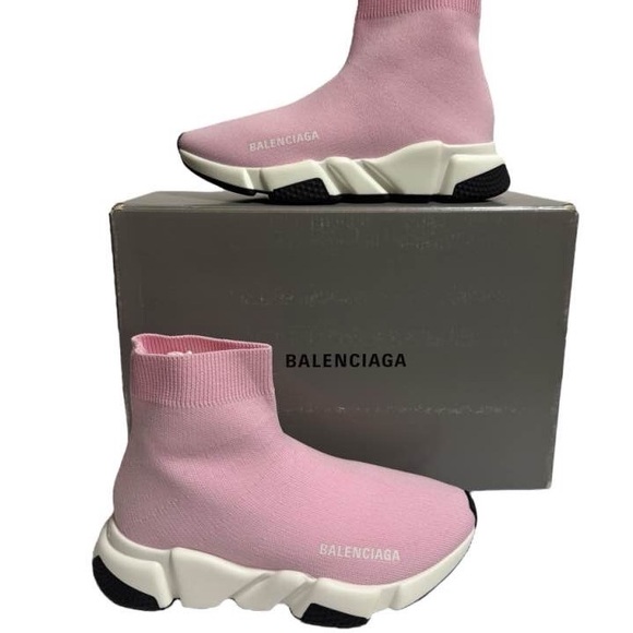 Balenciaga Speed Trainer Mid Pink White W6 Shoe Size 6 - Picture 1 of 9